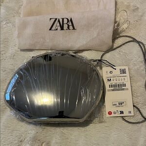 Zara Shiny Silver Clutch